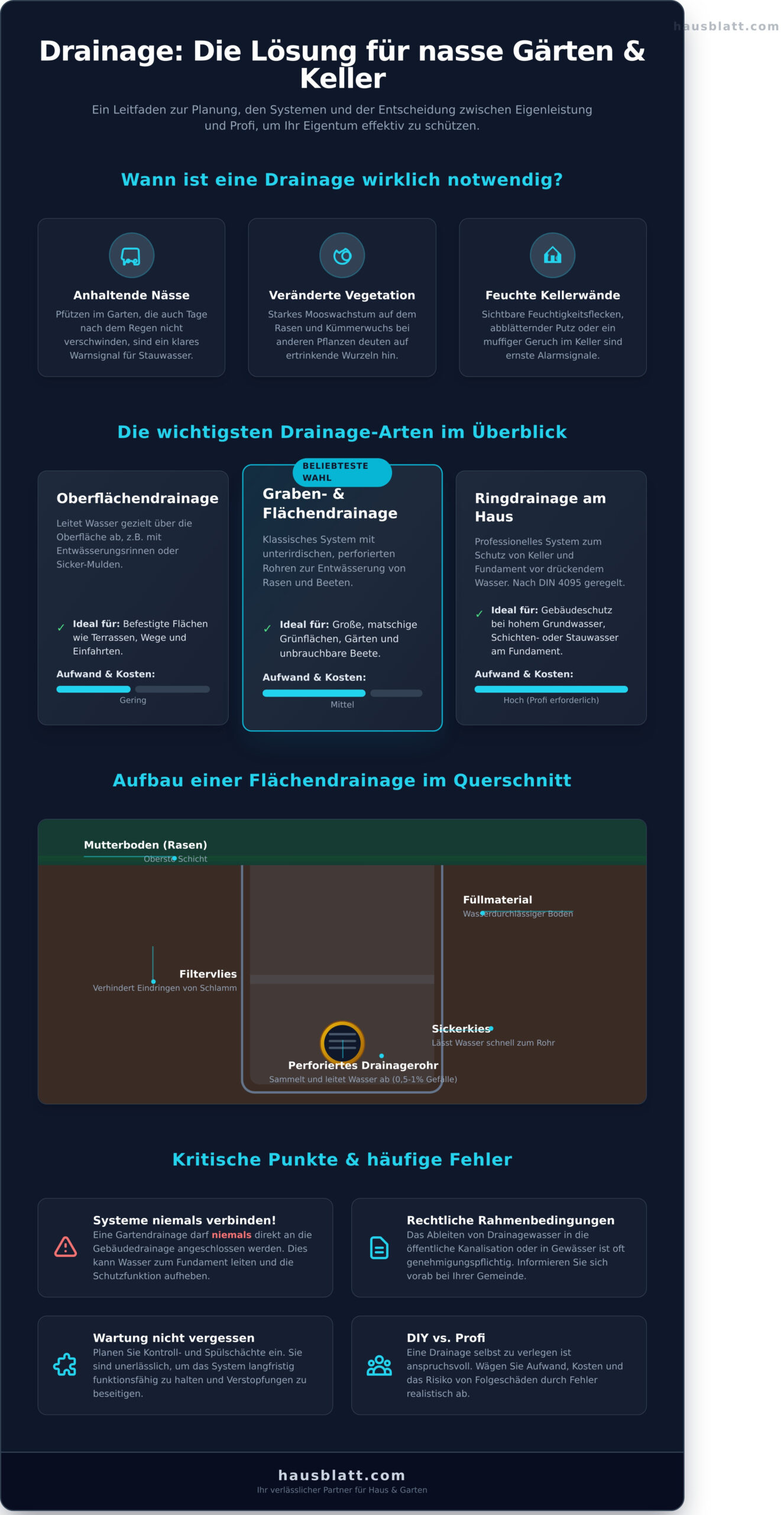 Drainage legen: Der komplette Ratgeber für Haus & Garten - Infographic