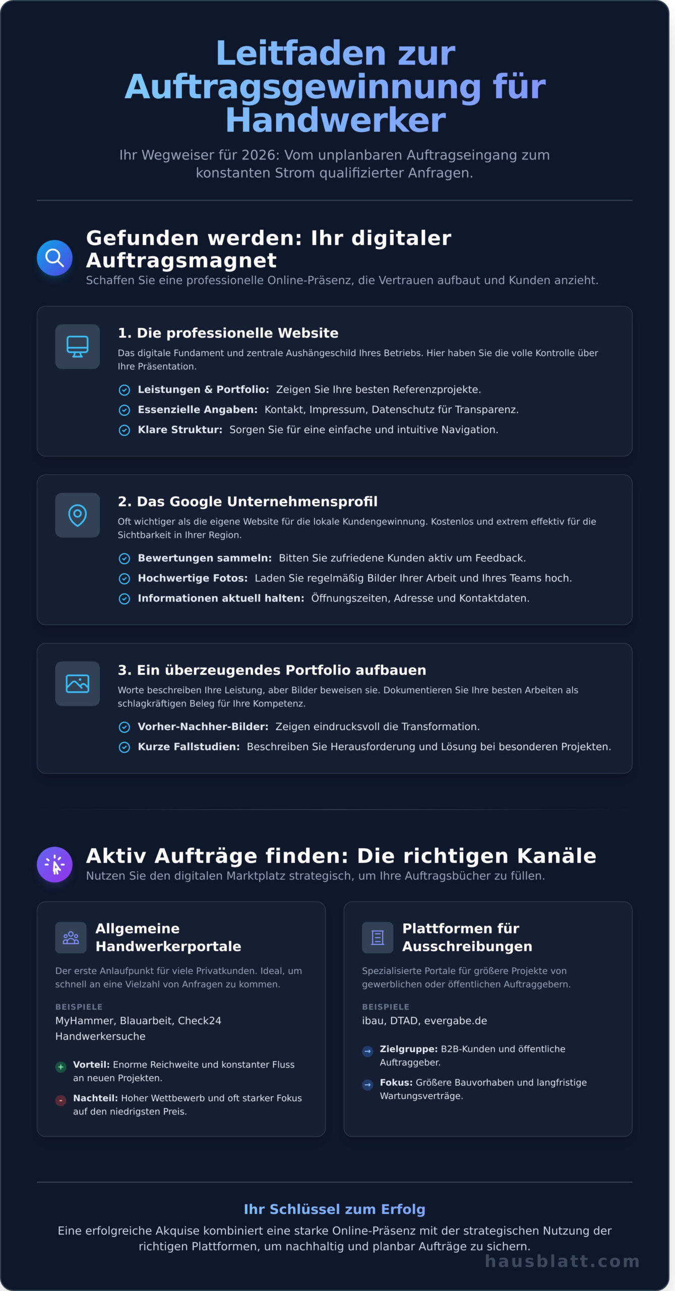 Handwerker Aufträge finden: Der Praxis-Leitfaden für volle Auftragsbücher 2026 - Infographic