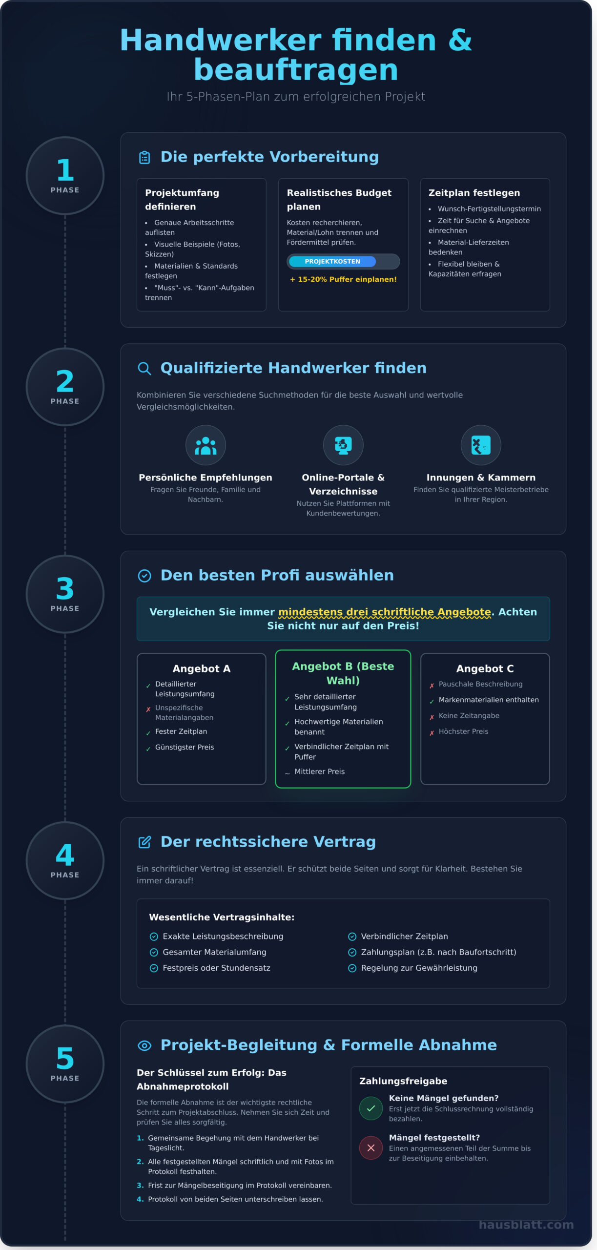 Handwerker finden und beauftragen: Die ultimative Schritt-für-Schritt-Anleitung - Infographic