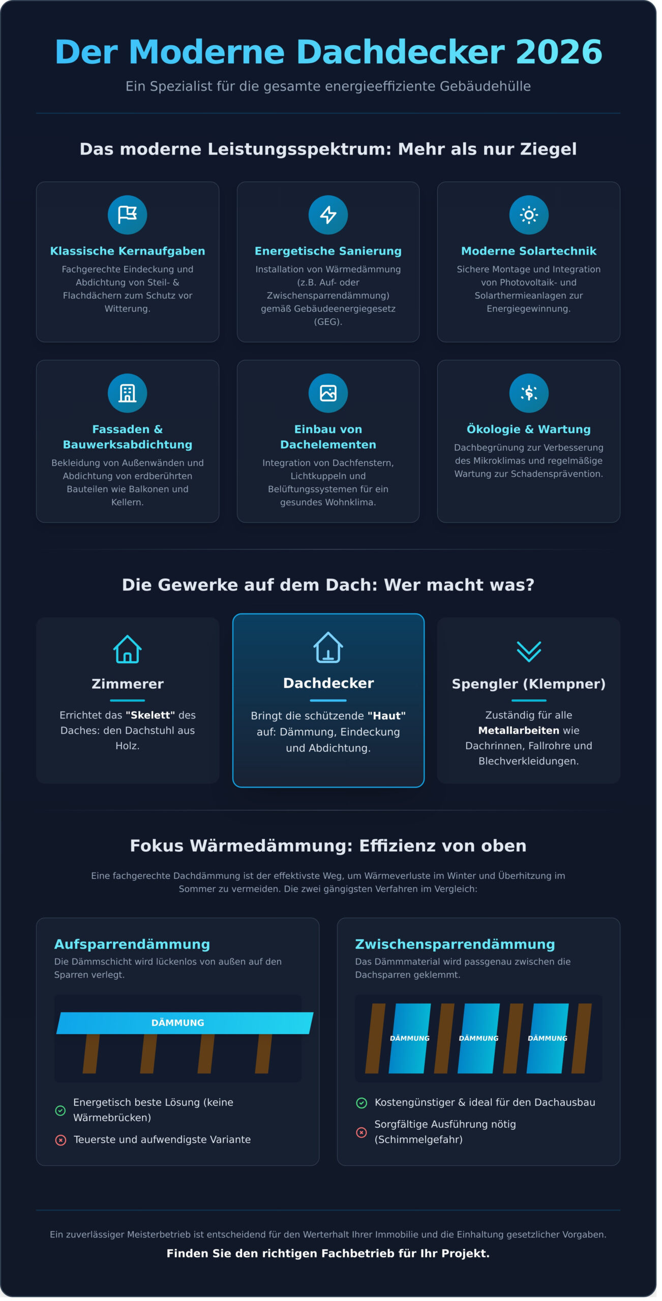 Dachdecker gesucht? Alles über Aufgaben, Kosten und die Profi-Suche 2026 - Infographic