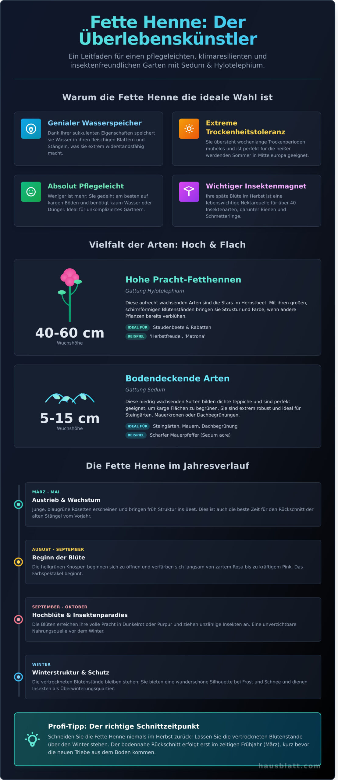 Fette Henne (Sedum): Der ultimative Ratgeber zu Pflanzung, Pflege und Sortenwahl - Infographic