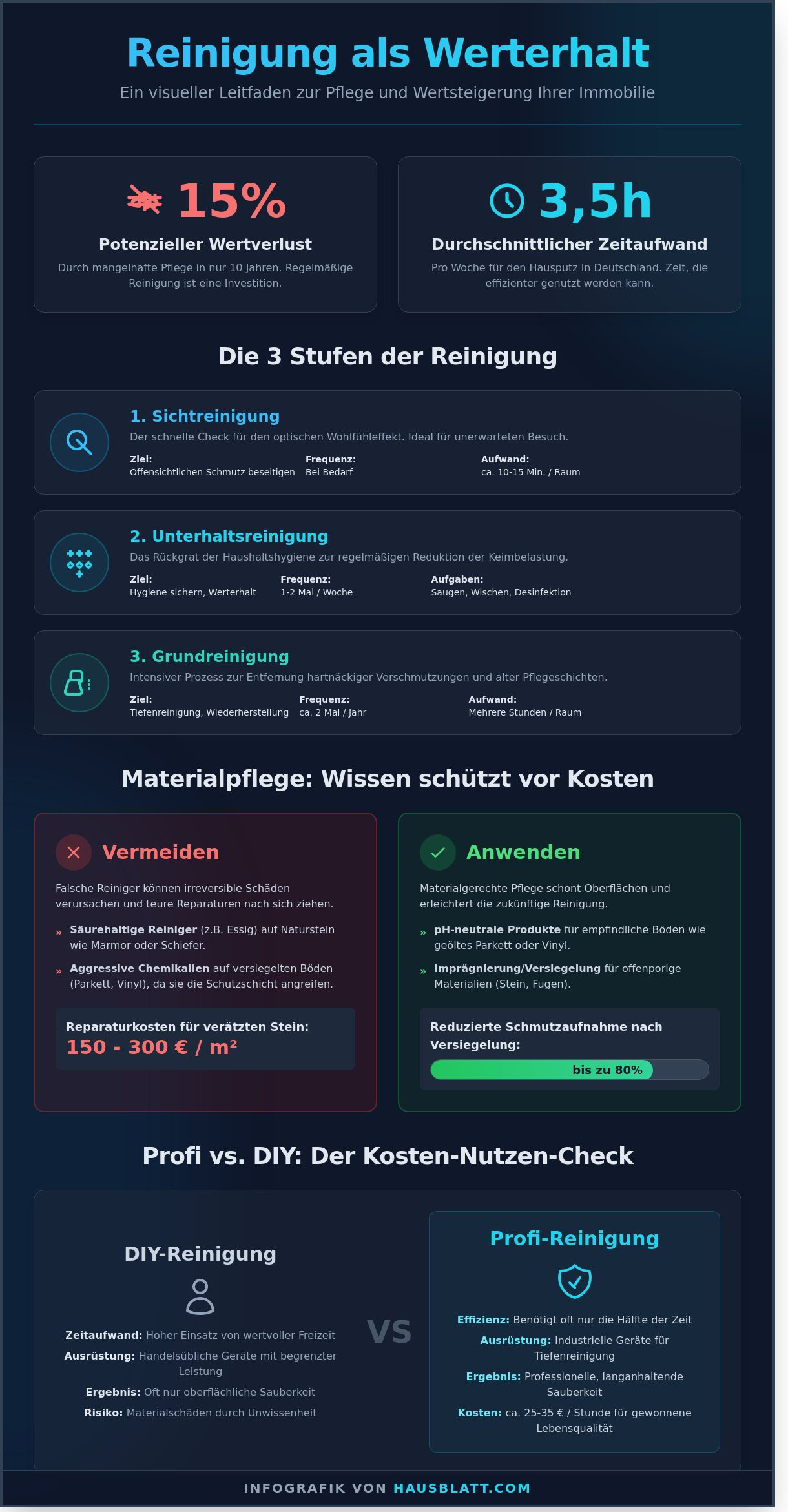 Reinigung von Haus und Wohnung: Der ultimative Ratgeber für Werterhalt und Hygiene 2026 - Infographic