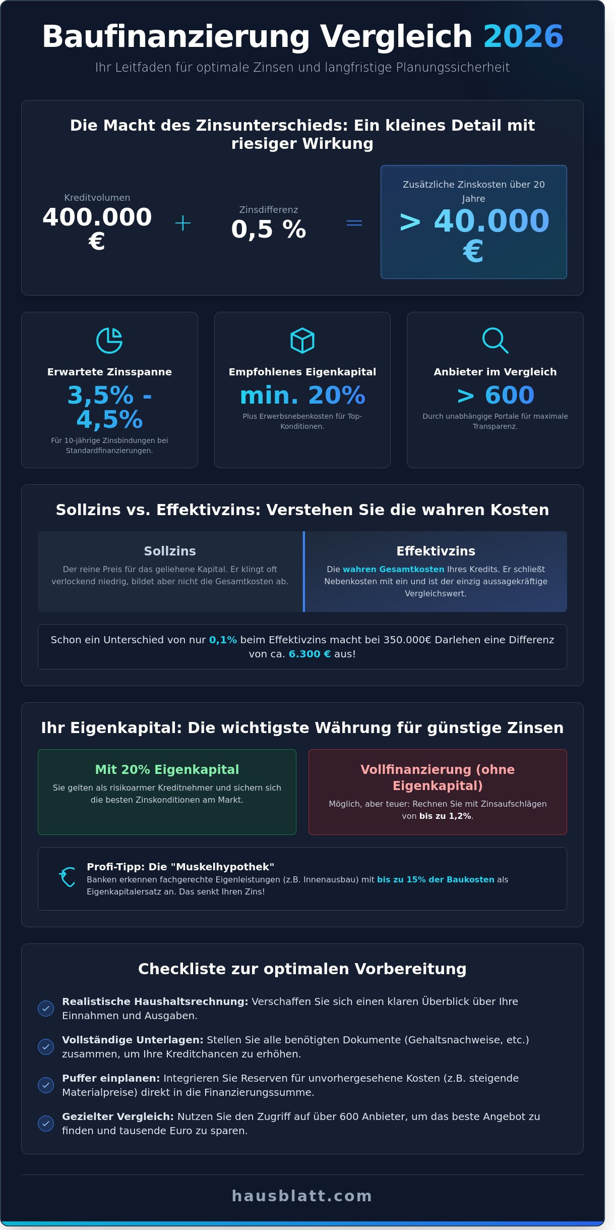 Baufinanzierung Vergleich 2026: Aktuelle Zinsen, Prognosen & Top-Anbieter - Infographic