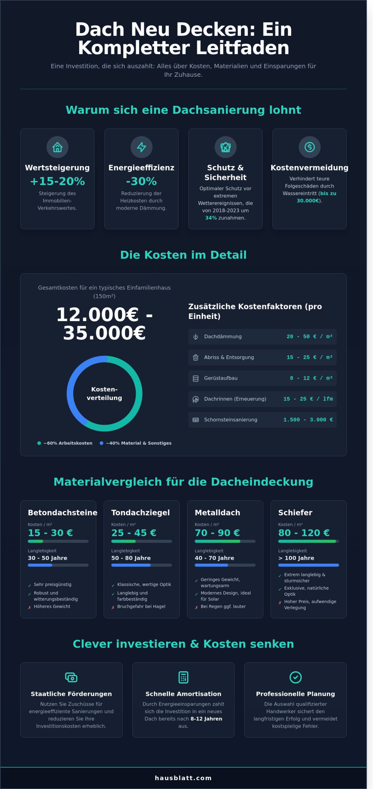 Dach neu decken Kosten: Ein umfassender Leitfaden für 2026 - Infographic
