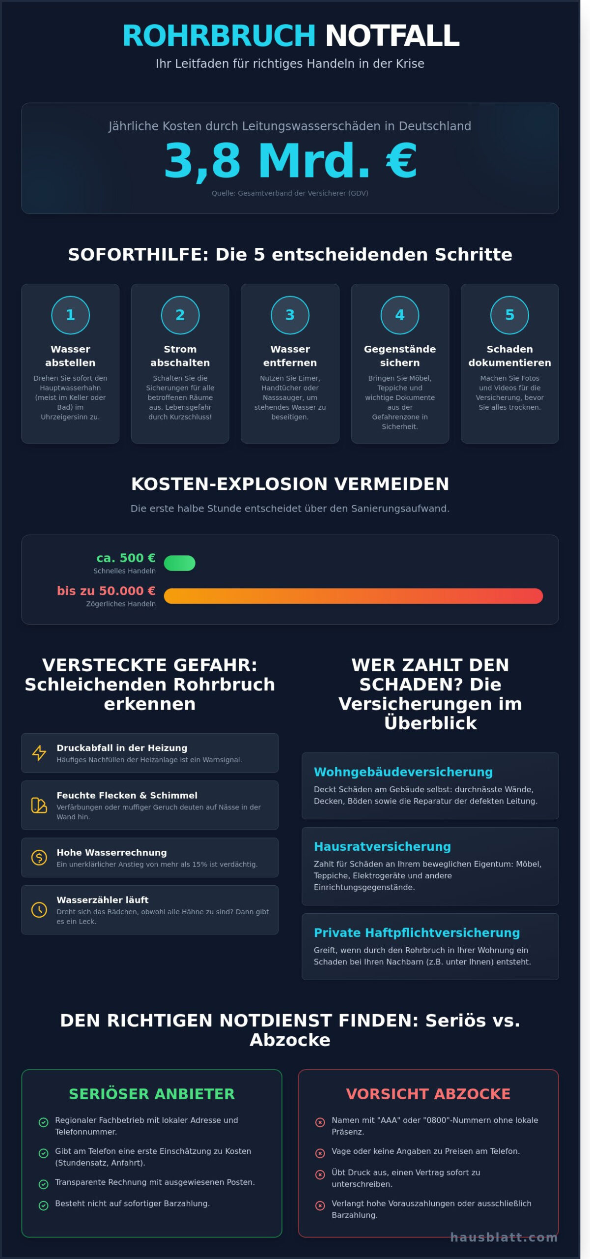 Rohrbruch Notdienst: Was Sie jetzt tun müssen & wie Sie Profis finden (2026) - Infographic