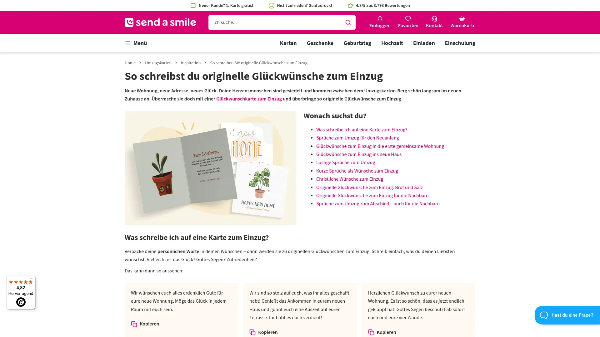 Screenshot of www.sendasmile.de